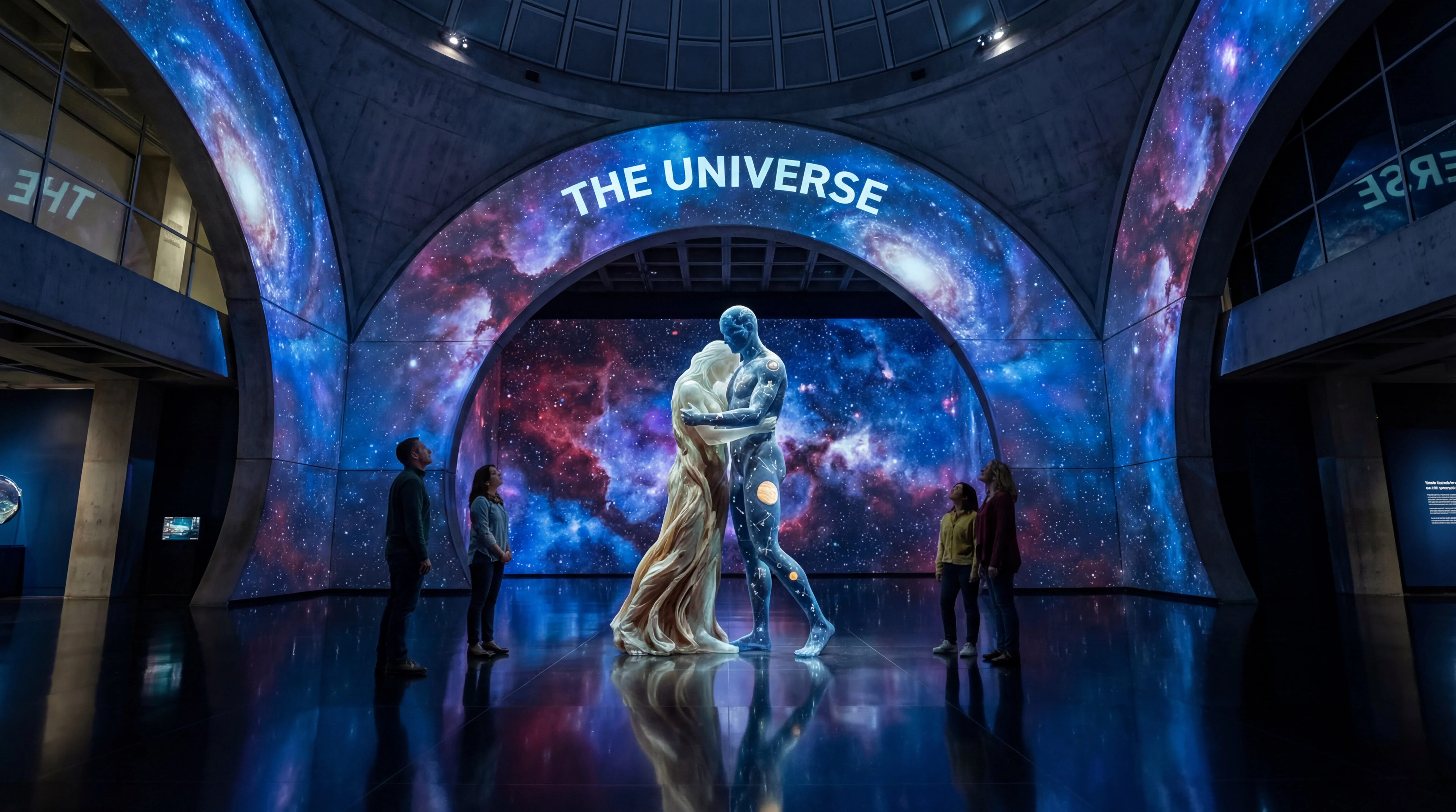 Cosmic creation scene with Gaia and Uranus forming the universe